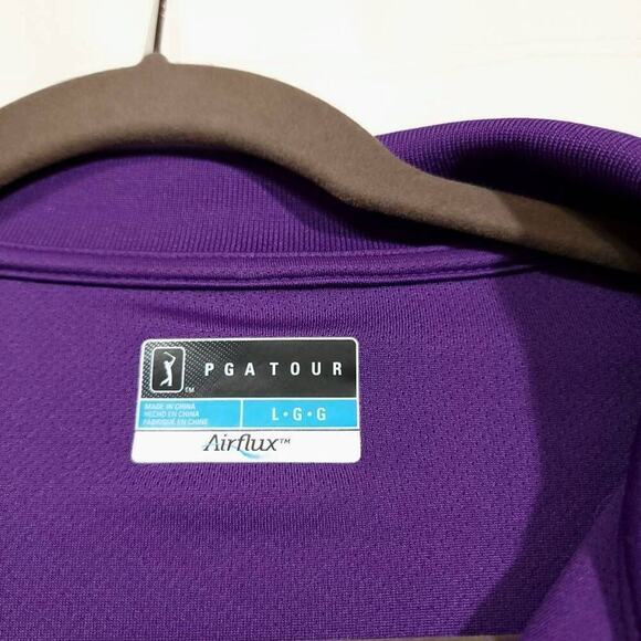 Pga Tour Golf Polo Purple Mens Shirt Collared Airflux Sport Size Large - Picture 4 of 6